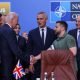 President Joe Biden, Ukraine's President Volodymyr Zelenskiy, NATO Secretary-General Jens Stoltenberg and British Prime Minister Rishi Sunak attend a meeting of the NATO-Ukraine council