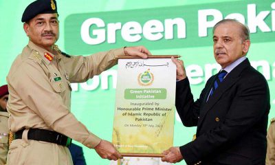 green Pakistan, General Syed Asim Munir hands over the inaugural scroll to the Prime Minister