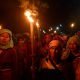 Women from the Meira Paibis group of the Meitei community in India's Manipur state protest against men accused of abusing two Kuki women after a video of the incident emerged