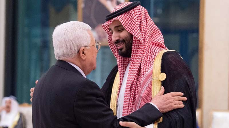 Palestinian President Mahmoud Abbas and Saudi Crown Prince Mohammed bin Salman