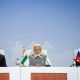 South Africa's President Cyril Ramaphosa, India's Prime Minister Narendra Modi and Russia's Foreign Minister Sergei Lavrov attend a press conference as the BRICS Summit