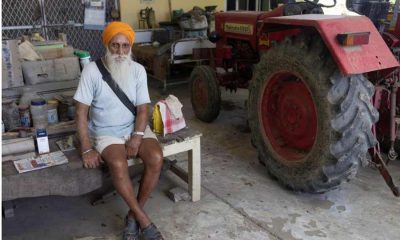 Himmat Singh Nijjar, 79, uncle of Sikh separatist leader Hardeep Singh Nijjar, sits inside his house after an interview with Reuters at village Bharsingpura, in Jalandhar district of the northern state of Punjab, India,