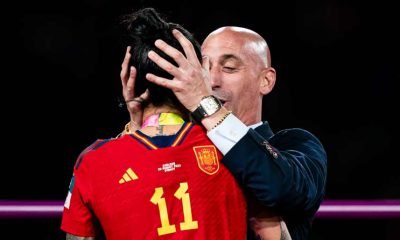 Luis Rubiales is seen kissing Jennifer Hermoso of Spain during the medal ceremony on August 20th.