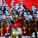 Spain's Jennifer Hermoso and teammates celebrate with the FIFA Women's World Cup trophy