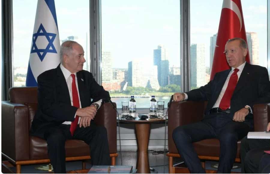 Turkish president Recep Tayyip Erdogan and Israeli prime minister Benjamin Netanyahu held talks during the United Nations General Assembly yesterday