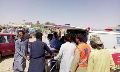 A view of a victim on a stretcher being transferred to an ambulance, following a suicide blast, in Balochistan Province, Pakistan in this screen grab obtained from a video released on September 29, 2023