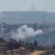 Smoke rises from Dhayra village after Israeli shelling as pictured from the Lebanese town of Marwahin, near the border with Israel, southern Lebanon, October 11, 2023