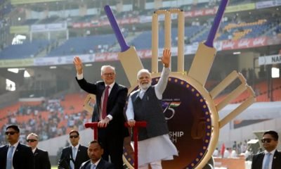Indian Prime Minister Narendra Modi and Australia Prime Minister Anthony Albanese at the Narendra Modi Stadium, Ahmedabad