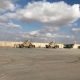 Military vehicles of U.S. soldiers are seen at the al-Asad air base in Anbar province, Iraq