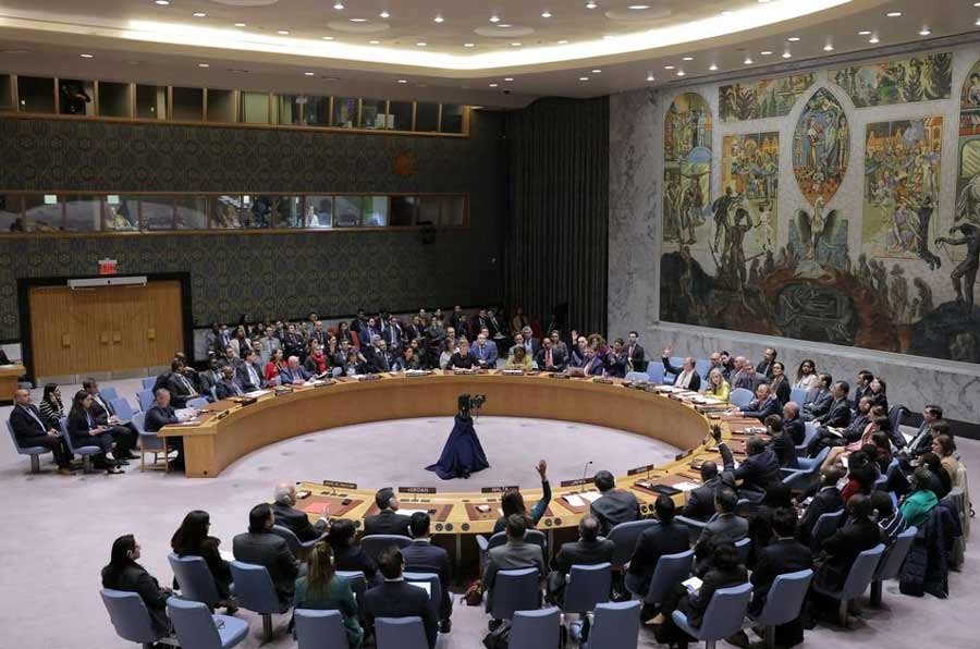 A general view during the voting process at a meeting of the United Nations Security Council on the conflict between Israel and Hamas at U.N. headquarters in New York, U.S., October 16, 2023