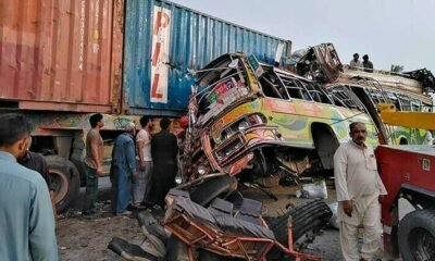 8 people died after a collision between a passenger bus and a trailer on the Sukkur Multan Motorway